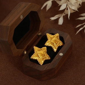 Boucles d'oreilles étoile en acier titane plaqué or 18k avec texture matelassée