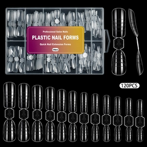 Professional Dual Nail Forms Plastic Extension Molds With Scale Lines Clear Black For Quick Building Extension Art