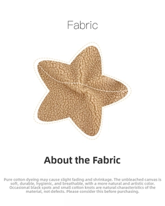 Detail of star-shaped plush cotton fabric showing breathable texture and soft fiber