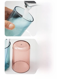 Detailed macro view showing the non-slip bottom of translucent plastic mouthwash cups