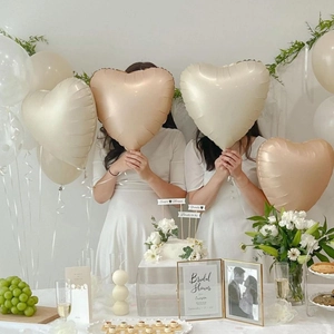 18 inch cream caramel heart foil balloons for vintage wedding and party decorations