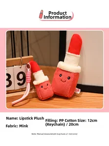 Macro detail of plush lipstick dolls with rabbit fur texture and cute embroidered faces