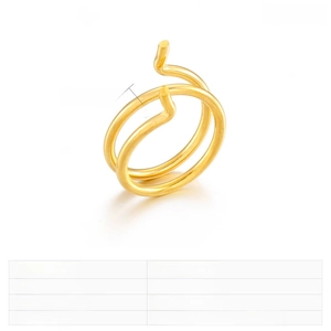 Close-up of golden spiral stainless steel ring with elegant dual-layer cut-out design