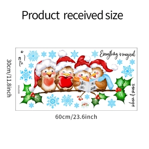 Detailed sheet showing cute Christmas birds on branches wall stickers measuring 60x30cm