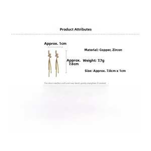 Detail showing gold tassel earrings dimensions 7.8cm by 1cm and 7.7g weight