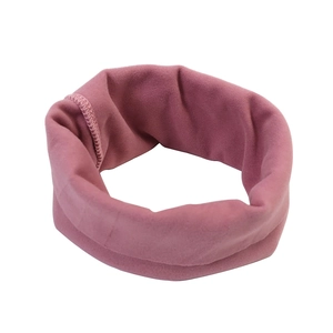 Pink elastic dog grooming ear covers for noise reduction and warm neck protection