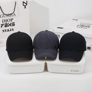 Men's casual cotton baseball caps in black, grey, and navy with JB metal logo