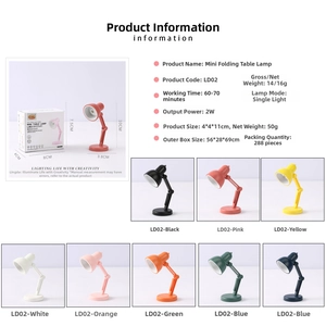 Dimensions détaillées et huit options de couleurs pour la mini lampe de bureau LED pliable