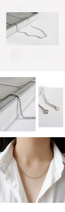 Detail view of S925 sterling silver bead necklace with 2mm beads and S925 hallmark