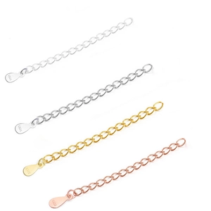 S925 sterling silver extender chains for jewelry in silver, gold, rose gold and black
