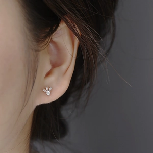 Elegant s925 silver stud earrings with square zircon in a crown design for women