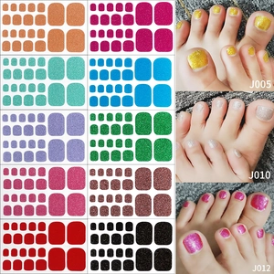 Shiny Glitter Toe Nail Stickers Full Cover Resin Self Adhesive Toenail Decals For Women DIY Manicure Colorful Decoration