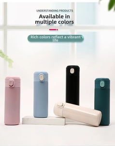 Collection of matte stainless steel insulated water bottles in five pastel colors