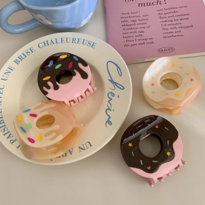 Creative donut acetate hair claws with colorful candy sprinkle decorations for women
