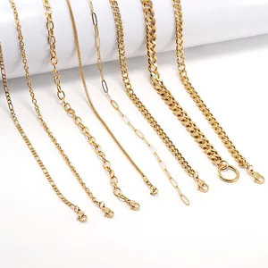 304 Stainless Steel 18K Gold Plated Cuban Link Paperclip Figaro Twist Chain Necklace Hip Hop Minimalist Jewelry Men Women