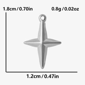 Tableau des tailles détaillé montrant la hauteur de 1,8 cm du pendentif étoile argenté