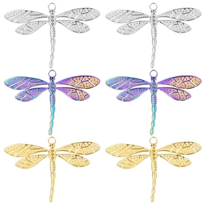 Dragonfly Pendant Necklace Stainless Steel Vacuum Plated Rhinestone Vintage Style Jewelry For Women