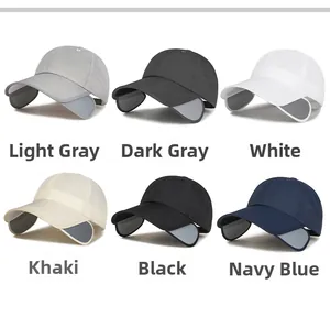 Outdoor sun hats with retractable side visors and breathable mesh panels in six colors