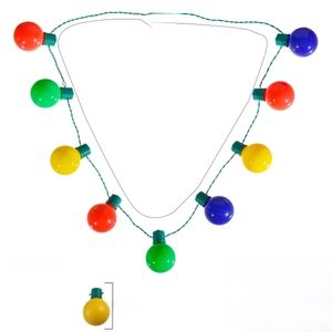 Detail showing 17.5-inch LED Christmas bulb necklace with multi-color 2.4-inch lights