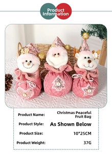 Sacchetto regalo di Natale rosa con paillettes e Babbo Natale, misura 10x25cm dettaglio