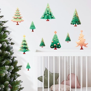 Christmas Tree Wall Stickers PVC Self-Adhesive Wall Decals For Bedroom Living Room Decoration Cartoon Holiday Window Stickers