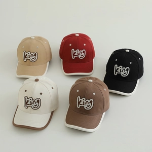 Five assorted vintage King embroidered cotton baseball caps for kids and teens