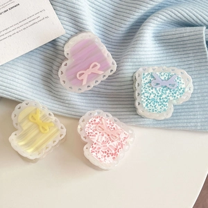 Haarspangen-Set in Herzform mit Spitze und süßen Schleifen in Macaron-Farben