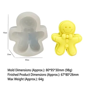 Gingerbread man silicone mold for DIY Christmas candles and soaps with smiley face details