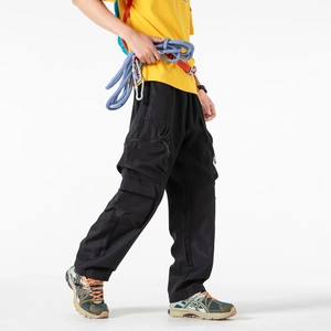 Pantaloni Cargo Multi Tasche Uomo Poliestere Vita Alta Coulisse Gamba Larga Dritto Casual Outdoor Escursionismo Vintage