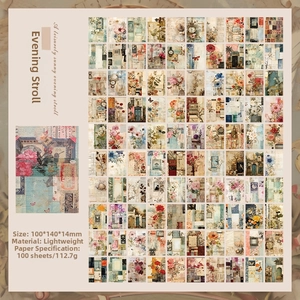 Macro display of vintage journaling paper featuring 100 unique floral and retro designs