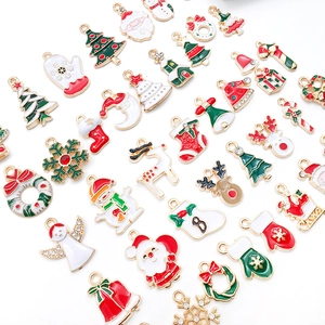Colorful Christmas enamel charms including Santa, elk, and trees for DIY jewelry making