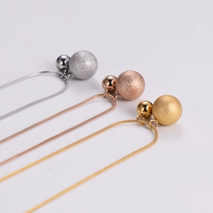Frosted bead necklaces in gold, silver and rose gold finishes on sleek snake chains