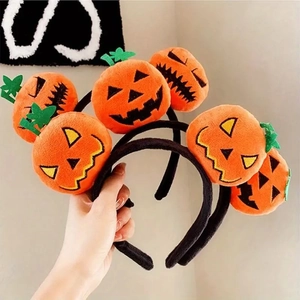 Cute Halloween pumpkin plush headbands for party accessories featuring funny devil faces