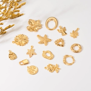 Stainless Steel Charms Pendants Flower Leaf Angel Heart Tree Of Life Gold Plated Jewelry Making Components DIY Crafting Accessories
