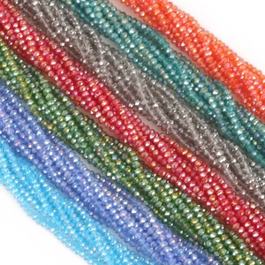 Glass Rondelle Beads Faceted Crystal Colorful AB Plated DIY Jewelry Making Handicraft Spacer Beads Loose Beads