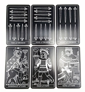 Detail showing six black and white Sea Soul Journey Oracle cards in a grid layout
