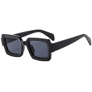 Classic black square frame sunglasses with dark grey lenses in a stylish high-gloss finish