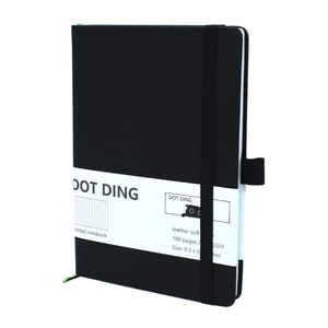 Premium black A5 dotted journal with elastic strap and 160 pages for bullet journaling