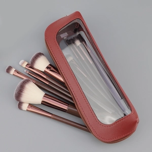 13-delige make-up borstelset met paarse verloopborstels en bordeauxrode tas