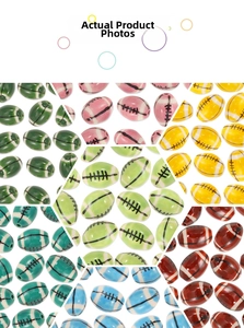 Macro detail of colorful American football ceramic beads for DIY jewelry making
