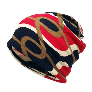 Slouchy Knit Beanie Hat For Men And Women Winter Warm Multifunctional Scarf Color Block Geometric Print Outdoor Soft