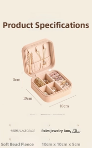 Internal layout of mini PU jewelry box showing ring slots and necklace hooks, size 10x10x5cm