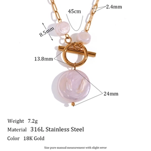 Detailed size chart of irregular pearl necklace with 316L stainless steel chain