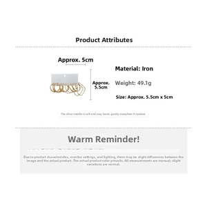 Detailed size and material specs for gold hoop earring set with 5.5cm card packaging