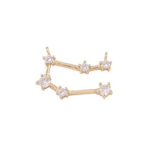 14k vergoldeter Sternzeichen-Anhänger mit funkelnden Zirkonia-Kristallen für DIY-Schmuck