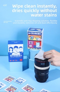 Macro detail of individually wrapped anti-fog lens wipes for glasses and camera lenses