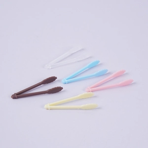 Five-piece set of mini colorful plastic tweezers for DIY miniature craft projects