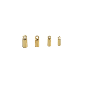 Polished 14k gold-filled cylindrical cord end caps for DIY jewelry making in four sizes