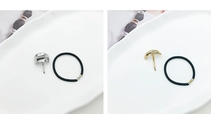 Minimalist gold and silver metal ponytail hair hooks with elastic bands set for styling