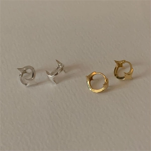 Star Huggie Hoop Earrings 925 Sterling Silver Minimalist Geometric Starburst Dainty Jewelry For Women